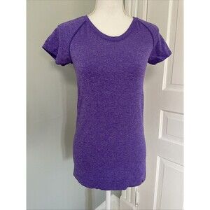 Zella Womens Seamless Short Sleeve Purple Perforated Workout Gym Top Size Small